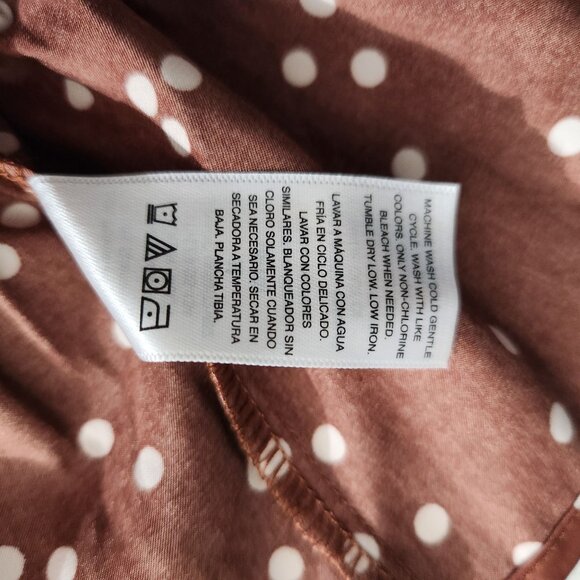 Scoop Dress Womens Medium Ruffle Elastic Waist Rust Polka Dot Long Sleeve New - Picture 13 of 14